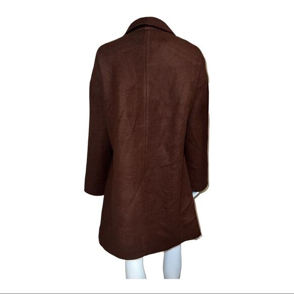 Nine West Women's Rust Brown Relaxed Fit Wool-Blend Coat Large NWT - Picture 3 of 9